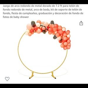 (7.2 ft) - Kit de arco redondo de metal dorado para decoración de fiesta